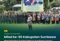 Suasana Milad ke-66 Kabupaten Sumbawa di halaman Kantor Bupati Sumbawa, diwarnai atraksi budaya khas dan dihadiri tokoh penting. (Foto: Dok.Bank NTB Syariah )