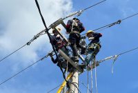 Tim PLN UIW NTB melakukan inspeksi jaringan listrik di Kelenteng Pao Hwa Kong, Kota Tua Ampenan, guna memastikan kelancaran perayaan Imlek 2025. (Foto: Dok. PLN)