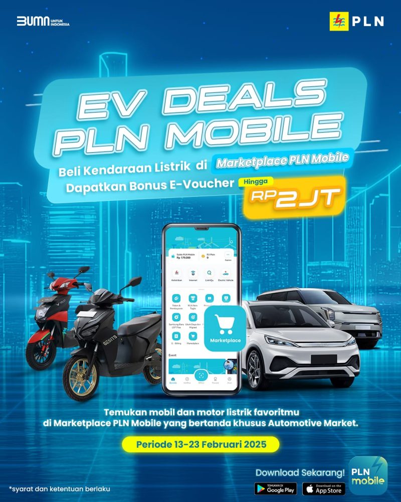 PLN menawarkan promo EV Deals di IIMS 2025, memberi E-Voucher listrik hingga Rp2 juta bagi pelanggan yang beli kendaraan listrik di PLN Mobile. (Foto: Dok. PLN)