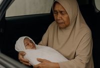 Bukan hanya tubuh mungil cucunya yang ia gendong, tapi juga beban sistem yang tak berpihak pada rakyat kecil. (Foto: Istimewa)