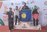 Atlet KPS Nusantara Aceh tampil gemilang dan sukses memboyong emas di Kejuaraan Pencak Silat FORNAS VIII 2025, Mataram. (Foto: Istimewa)