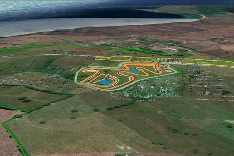 Desain lintasan MXGP Samota dari udara, lokasi yang kini terseret dugaan skandal pembelian lahan miliaran rupiah. (Foto: Istimewa)