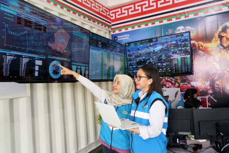 Petugas PLN memantau sistem kelistrikan melalui dashboard digital untuk memastikan keandalan listrik di Sirkuit Mandalika jelang MotoGP 2025. (Foto: Dok. PLN)