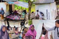 Kondisi gubuk berdinding terpal dan bambu yang ditempati Inak Haeriah bersama keluarganya di Dusun Aik Jambe, Desa Kuripan Selatan, Lombok Barat, yang masuk kategori miskin ekstrem.(Foto: Dok. Taufik Natanagara)