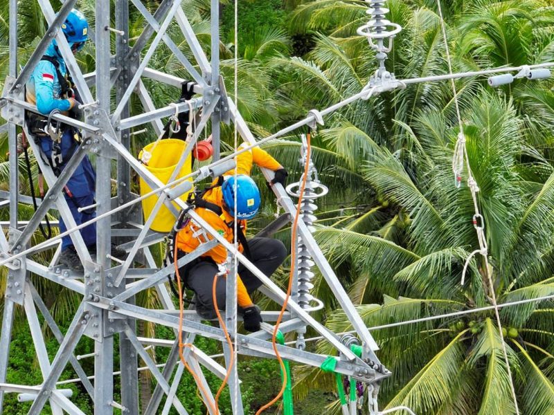 Pekerjaan pemeliharaan infrastruktur transmisi dilakukan dengan standar keselamatan kerja ketat guna memastikan sistem kelistrikan tetap stabil dan andal.(Foto: Dok. PLN)