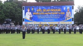 Wakapolda NTB Brigjen Pol. Hari Nugroho memimpin apel gelar pasukan Operasi Keselamatan Rinjani 2026 di Lapangan Bharadaksa Polda NTB.(Dok.Humas Polda NTB)
