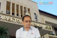 Direktur Reserse Kriminal Khusus Polda NTB Kombes Pol FX. Endriadi menyampaikan keterangan pers terkait penetapan tersangka kasus dugaan korupsi pengadaan mebel SMK pada Dinas Pendidikan dan Kebudayaan Provinsi NTB.(Foto: Istimewa)
