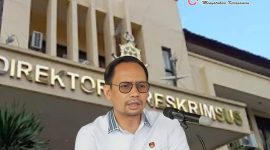 Direktur Reserse Kriminal Khusus Polda NTB Kombes Pol FX. Endriadi menyampaikan keterangan pers terkait penetapan tersangka kasus dugaan korupsi pengadaan mebel SMK pada Dinas Pendidikan dan Kebudayaan Provinsi NTB.(Foto: Istimewa)