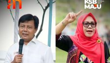 Bupati Kabupaten Sumbawa Barat periode 2025–2030, H. Amar Nurmansyah, S.T., M.Si, bersama Wakil Bupati Hj. Hanipah, S.Pt., M.M.Inov, saat menyampaikan refleksi satu tahun kepemimpinan dan komitmen melanjutkan program KSB Maju di Pantai Balat, Kamis (12/2/2026).(Foto istimewa)