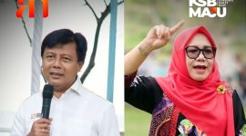 Bupati Kabupaten Sumbawa Barat periode 2025–2030, H. Amar Nurmansyah, S.T., M.Si, bersama Wakil Bupati Hj. Hanipah, S.Pt., M.M.Inov, saat menyampaikan refleksi satu tahun kepemimpinan dan komitmen melanjutkan program KSB Maju di Pantai Balat, Kamis (12/2/2026).(Foto istimewa)