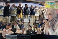 Anggota Komisi VIII DPR RI Hj. Lale Syifaun Nufus saat memberikan sosialisasi pengelolaan dana haji kepada masyarakat di Ponpes Nahdlatul Mujahidin NW Jempong, Kota Mataram.(Foto istimewa)