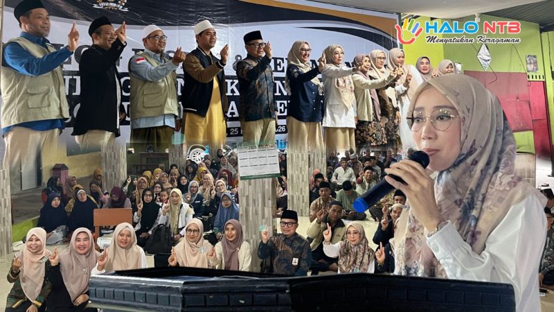 Anggota Komisi VIII DPR RI Hj. Lale Syifaun Nufus saat memberikan sosialisasi pengelolaan dana haji kepada masyarakat di Ponpes Nahdlatul Mujahidin NW Jempong, Kota Mataram.(Foto istimewa)