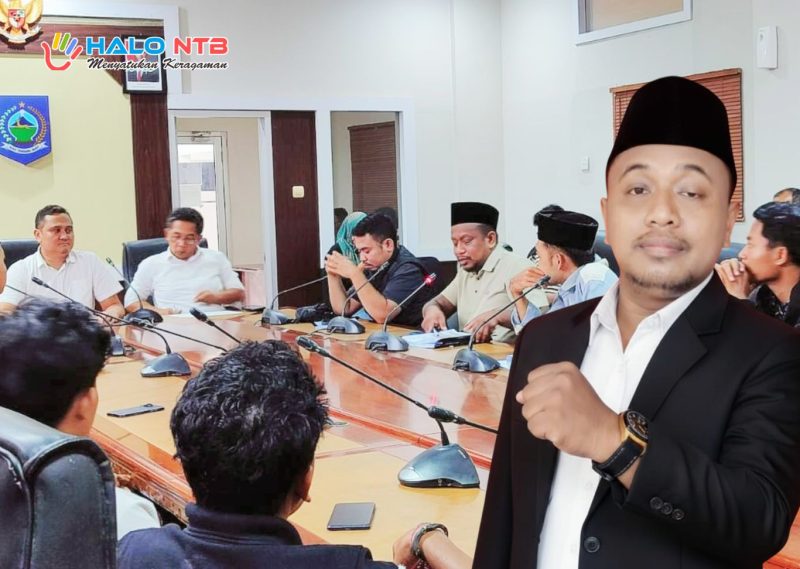 Ketua Koalisi Pemuda NTB Taufiq Hidayat menyampaikan tuntutan terkait kepastian hukum bagi penambang rakyat dalam hearing bersama pemerintah daerah.(Foto istimewa)