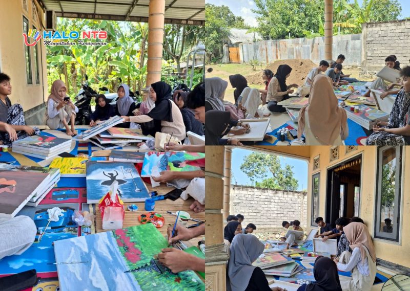 Sejumlah siswa SMAN 1 Lembar tengah menyelesaikan karya lukisan yang akan dipamerkan dalam pameran seni rupa bertema “Suara Karya” di Taman Budaya NTB, Kota Mataram.
(Foto istimewa)