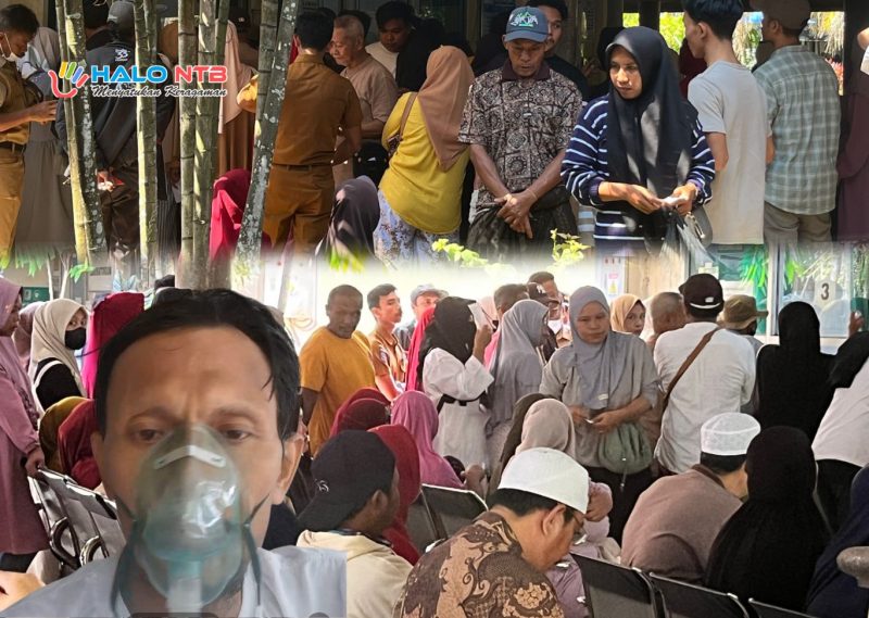 Suasana antrean pasien di bagian farmasi RSUD Patut Patuh Patju Gerung yang dikeluhkan memakan waktu berjam-jam.(Foto: Dok. Taufik Natanagara)