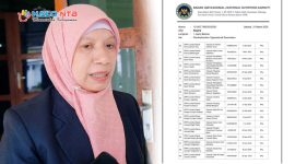 Wakil bupati Hj. Nurul Adha saat memberikan pernyataan mengenai diberhentikan 29 SPPG di Lombok Barat, Kamis (2/4).(Foto istimewa)