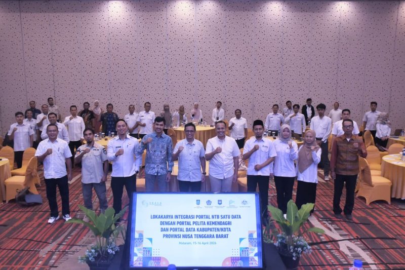 Lokakarya Integrasi Portal NTB Satu Data dengan Portal PELITA Kemendagri di Golden Palace Hotel Mataram, Rabu (15/4).(Foto: Istimewa)