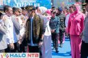 Kapolda NTB, Kalingga Rendra Raharja disambut Wakapolda NTB bersama jajaran Forkopimda saat tiba di Bandara Internasional Zainudin Abdul Majid (BIZAM) Lombok, Kamis (21/5/2026). (Foto: Istimewa).