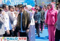 Kapolda NTB, Kalingga Rendra Raharja disambut Wakapolda NTB bersama jajaran Forkopimda saat tiba di Bandara Internasional Zainudin Abdul Majid (BIZAM) Lombok, Kamis (21/5/2026). (Foto: Istimewa).