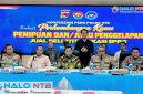 Suasana konferensi pers Badan Gizi Nasional (BGN) dan Polda NTB terkait perkembangan kasus dugaan penipuan praktik jual beli titik lokasi Satuan Pelayanan Pemenuhan Gizi (SPPG) di Markas Polda NTB, Jumat (29/5/2026). (Foto: Istimewa).