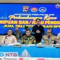 Suasana konferensi pers Badan Gizi Nasional (BGN) dan Polda NTB terkait perkembangan kasus dugaan penipuan praktik jual beli titik lokasi Satuan Pelayanan Pemenuhan Gizi (SPPG) di Markas Polda NTB, Jumat (29/5/2026). (Foto: Istimewa).