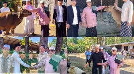 H. Lalu Daryadi menyerahkan secara langsung bantuan hewan kurban kepada perwakilan warga di sejumlah wilayah Lombok Barat, Rabu (27/5/2026). (Foto: Istimewa).