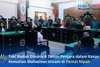Suasana sidang putusan terdakwa Radiet dalam kasus meninggalnya Vira di Pengadilan Negeri Mataram, Rabu (10/6/2026). (Foto: Istimewa)