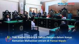 Suasana sidang putusan terdakwa Radiet dalam kasus meninggalnya Vira di Pengadilan Negeri Mataram, Rabu (10/6/2026). (Foto: Istimewa)