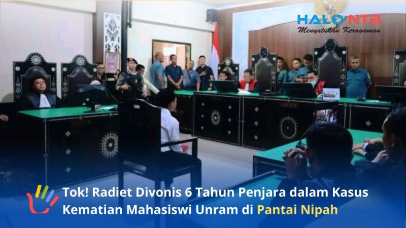 Suasana sidang putusan terdakwa Radiet dalam kasus meninggalnya Vira di Pengadilan Negeri Mataram, Rabu (10/6/2026). (Foto: Istimewa)