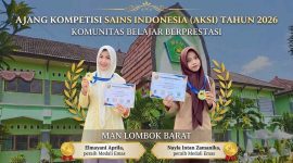 Elmayani Aprilia (kiri) dan Nayla Intan Zamanika (kanan) Siswi MAN Lombok Barat Peraih Medali Emas AKSI 2026 Tingkat Nasional. (Foto: Istimewa)