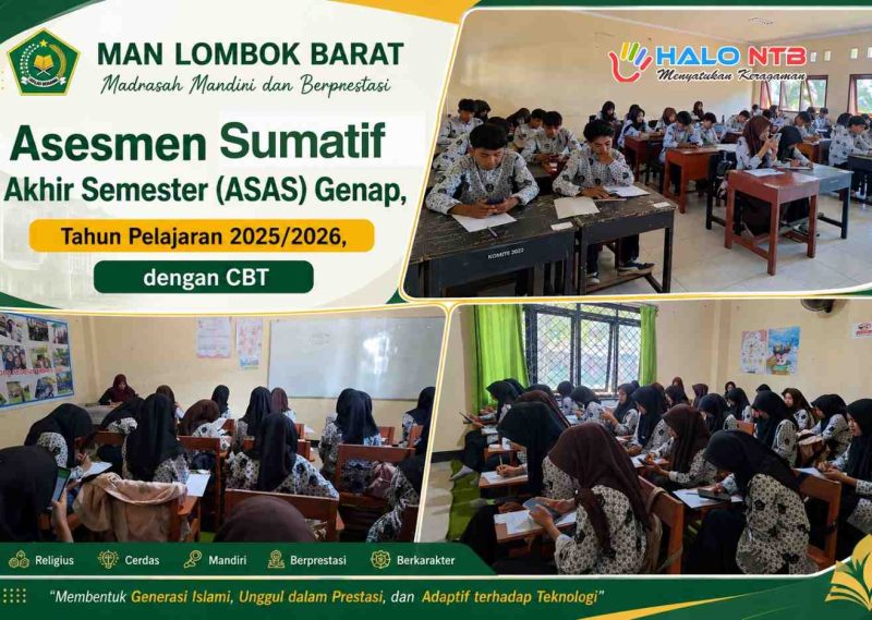 Potret suasana siswa-siswi MAN Lombok Barat saat melaksanakan Asesmen Sumatif Akhir Semester (ASAS) Genap, Tahun Pelajaran 2025/2026 berbasis CBT, Rabu (5/6/2026). (Foto: Istimewa)