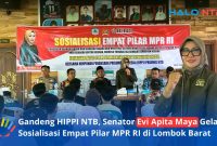 Anggota DPD RI Dapil NTB, Hj. Evi Apita Maya, SH.M.Kn., saat Sosialisasi Empat Pilar MPR RI di Desa Giri Sasak, Kuripan, Lombok Barat, Sabtu (13/6/2026). (Foto: Istimewa)