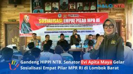 Anggota DPD RI Dapil NTB, Hj. Evi Apita Maya, SH.M.Kn., saat Sosialisasi Empat Pilar MPR RI di Desa Giri Sasak, Kuripan, Lombok Barat, Sabtu (13/6/2026). (Foto: Istimewa)