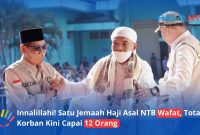 Momen Kepala Kanwil Kemenhaj NTB, H. Lalu Muhammad Amin, saat menyambut kedatangan jemaah haji di Asrama Haji Mataram bersama petugas PPIH Lombok. (Foto: Istimewa)