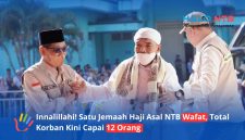 Momen Kepala Kanwil Kemenhaj NTB, H. Lalu Muhammad Amin, saat menyambut kedatangan jemaah haji di Asrama Haji Mataram bersama petugas PPIH Lombok. (Foto: Istimewa)