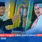 Wakil Gubernur NTB, Hj. Indah Dhamayanti Putri (kanan) menyerahkan piala juara umum kepada Bupati Lombok Tengah, H. Lalu Pathul Bahri (kiri) pada malam penutupan MTQ XXXXI tingkat Provinsi NTB di Bencingah Agung Masmirah, Senin (15/6/2026).(Foto: Istimewa)