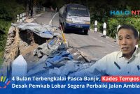 Kepala Desa Tempos, H. Sudirman, memberikan penjelasan terkait jalan rusak dan amblas yang tak kunjung diperbaiki oleh Pemerintah Kabupaten Lombok Barat saat ditemui di ruang kerjanya, Kamis (18/6).(Foto: Istimewa)
