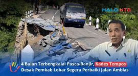Kepala Desa Tempos, H. Sudirman, memberikan penjelasan terkait jalan rusak dan amblas yang tak kunjung diperbaiki oleh Pemerintah Kabupaten Lombok Barat saat ditemui di ruang kerjanya, Kamis (18/6).(Foto: Istimewa)