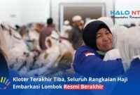 Momen haru mewarnai kedatangan Kelompok Terbang (Kloter) 15, kloter terakhir jemaah haji asal Nusa Tenggara Barat (NTB), saat tiba di Asrama Haji Mataram pada Minggu (21/6/2026).(Foto: Istimewa)