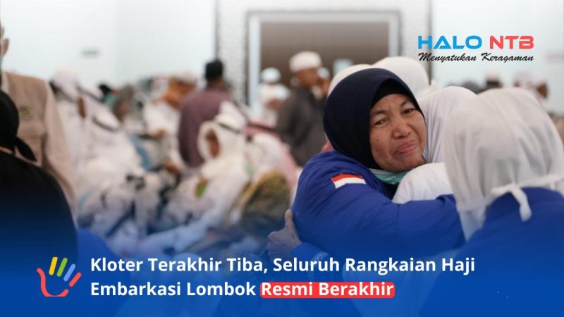 Momen haru mewarnai kedatangan Kelompok Terbang (Kloter) 15, kloter terakhir jemaah haji asal Nusa Tenggara Barat (NTB), saat tiba di Asrama Haji Mataram pada Minggu (21/6/2026).(Foto: Istimewa)