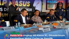 Direktorat Reserse Kriminal Umum Polda NTB menggelar konferensi pers pengungkapan kasus 3C (Curat, Curas, dan Curanmor) periode 21 Mei hingga 27 Juni 2026 di Tribun Bhara Daksa, Senin (29/6/2026).(Foto: Istimewa).