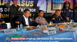 Direktorat Reserse Kriminal Umum Polda NTB menggelar konferensi pers pengungkapan kasus 3C (Curat, Curas, dan Curanmor) periode 21 Mei hingga 27 Juni 2026 di Tribun Bhara Daksa, Senin (29/6/2026).(Foto: Istimewa).
