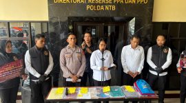 Direktur Reserse PPA dan PPO Polda NTB, Kombes Pol. Ni Made Pujewati, S.I.K., M.M., memberikan keterangan pers terkait penetapan tersangka pengelola LPK ilegal di Mataram, Senin (29/6/2026).(Foto: Istimewa)