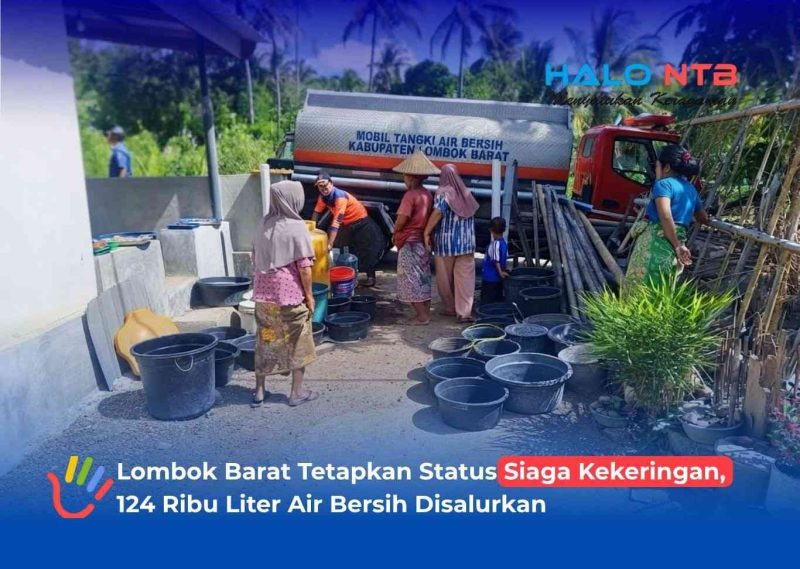 BPBD Lombok Barat bersama instansi terkait menyalurkan air bersih ke wilayah terdampak kekeringan.(Foto: Istimewa)