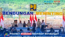 Momen bersejarah peresmian Bendungan Meninting, Lombok Barat, oleh Presiden RI Prabowo Subianto Bersama Menko Infrastruktur, Menteri PU, dan pejabat terkait lainnya, Jumat (10/7/2026).(Foto: Diskominfotik NTB)