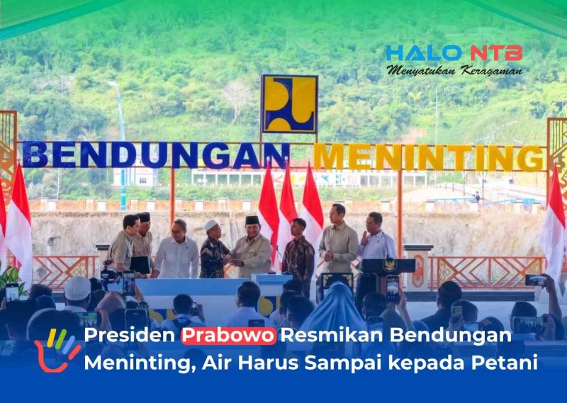 Momen bersejarah peresmian Bendungan Meninting, Lombok Barat, oleh Presiden RI Prabowo Subianto Bersama Menko Infrastruktur, Menteri PU, dan pejabat terkait lainnya, Jumat (10/7/2026).(Foto: Diskominfotik NTB)