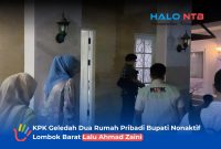 Tampak Istri Bupati nonaktif Lombok Barat Lalu Ahmad Zaini (LAZ), Ayu Indah Rukmana, saat mendampingi tim penyidik Komisi Pemberantasan Korupsi (KPK) melakukan penggeledahan di rumah pribadinya, Kamis malam (23/7).