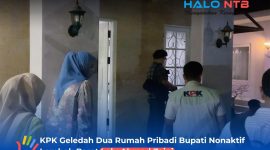 Tampak Istri Bupati nonaktif Lombok Barat Lalu Ahmad Zaini (LAZ), Ayu Indah Rukmana, saat mendampingi tim penyidik Komisi Pemberantasan Korupsi (KPK) melakukan penggeledahan di rumah pribadinya, Kamis malam (23/7).