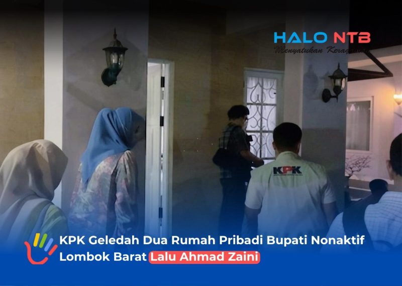 Tampak Istri Bupati nonaktif Lombok Barat Lalu Ahmad Zaini (LAZ), Ayu Indah Rukmana, saat mendampingi tim penyidik Komisi Pemberantasan Korupsi (KPK) melakukan penggeledahan di rumah pribadinya, Kamis malam (23/7).