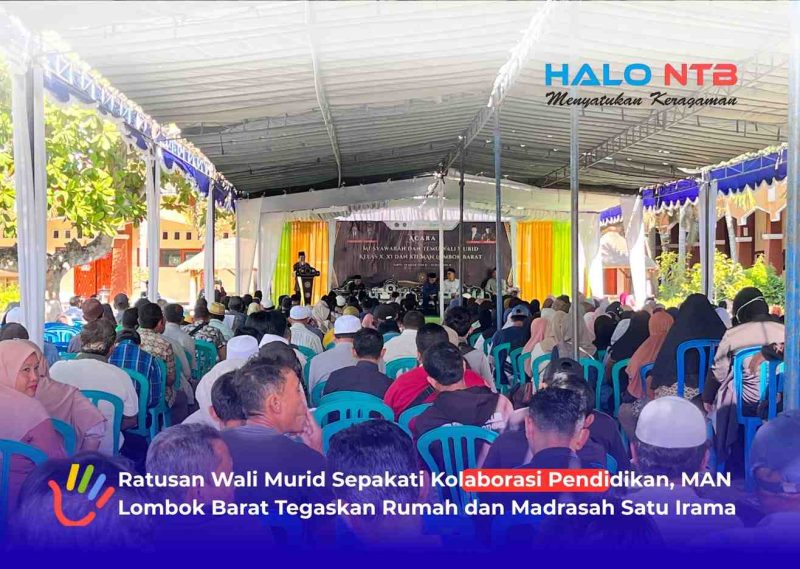 Ratusan wali murid MAN Lombok Barat menghadiri kegiatan Musyawarah dan Temu Wali Murid untuk siswa Kelas X, XI, dan XII yang berlangsung di halaman madrasah, Sabtu (25/7/2026).(Foto: Istimewa)